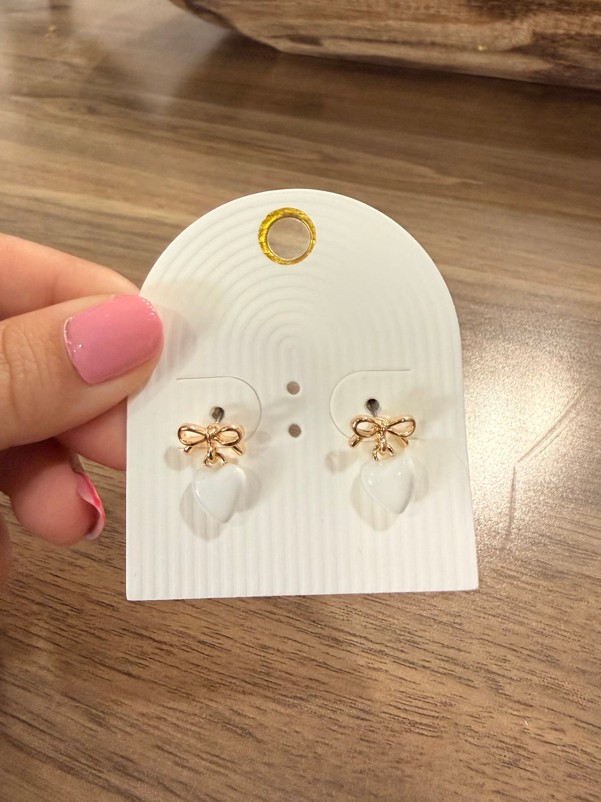 White Heart Earrings
