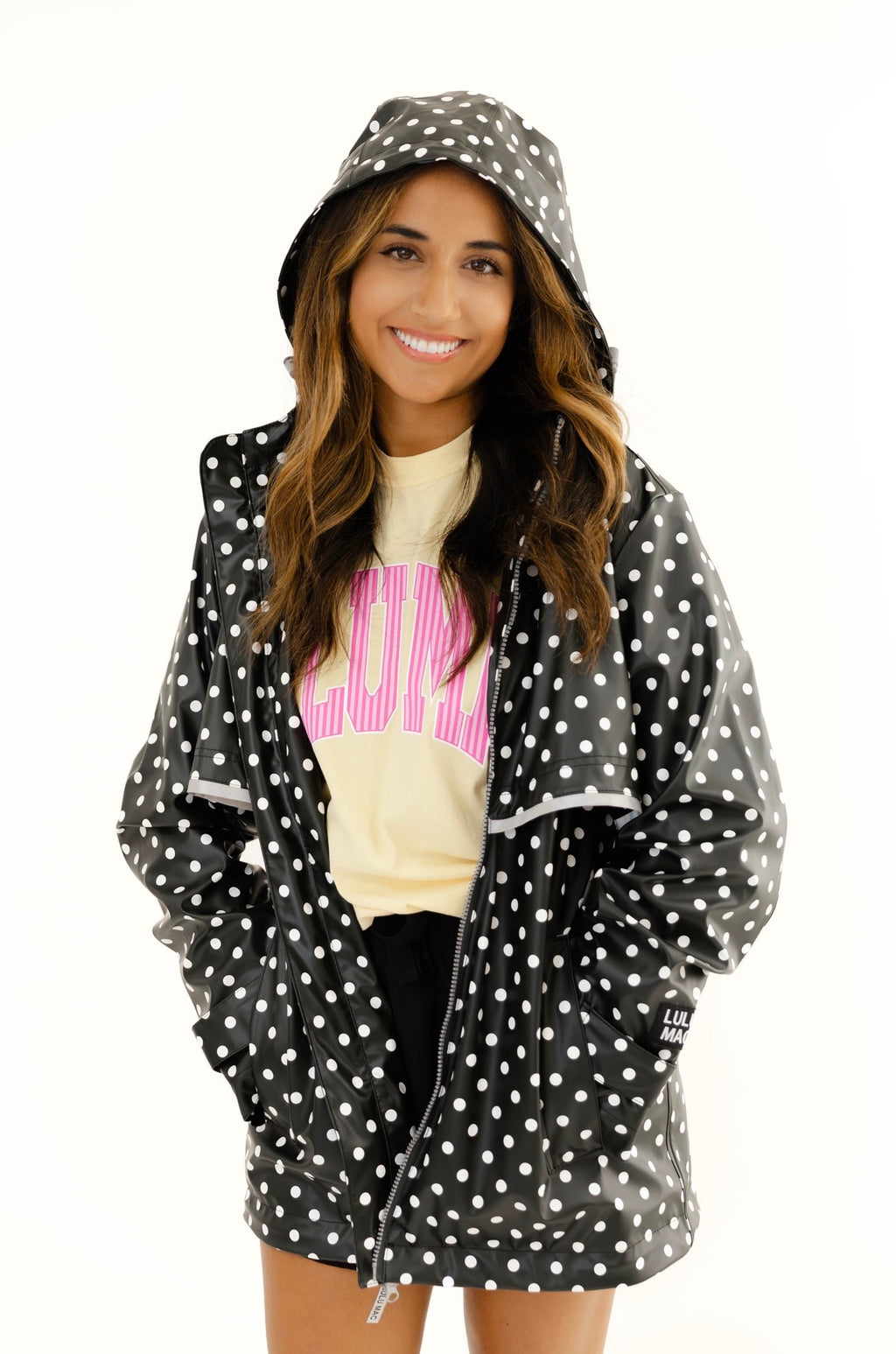 Black & White Polka Dot Raincoat | Lulu Mac