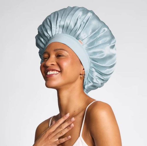 Adjustable Oversized Satin Bonnet | Haze Blue