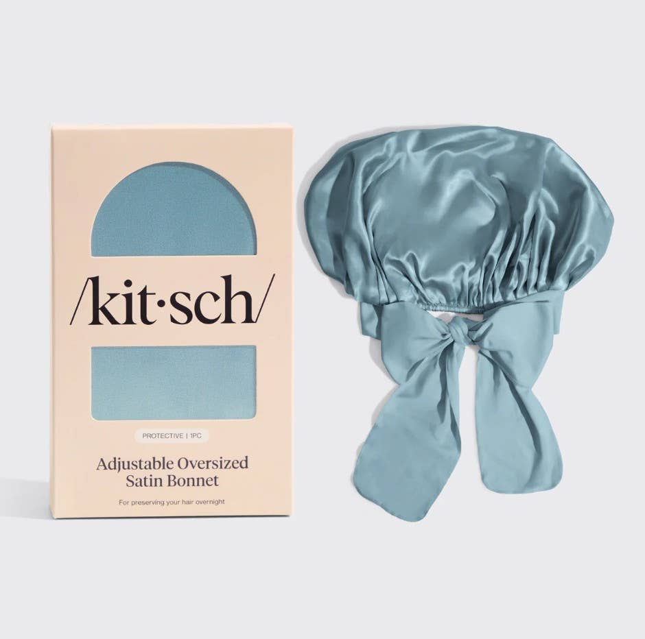 Adjustable Oversized Satin Bonnet | Haze Blue