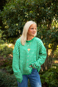Kelly Green Striped Cardigan