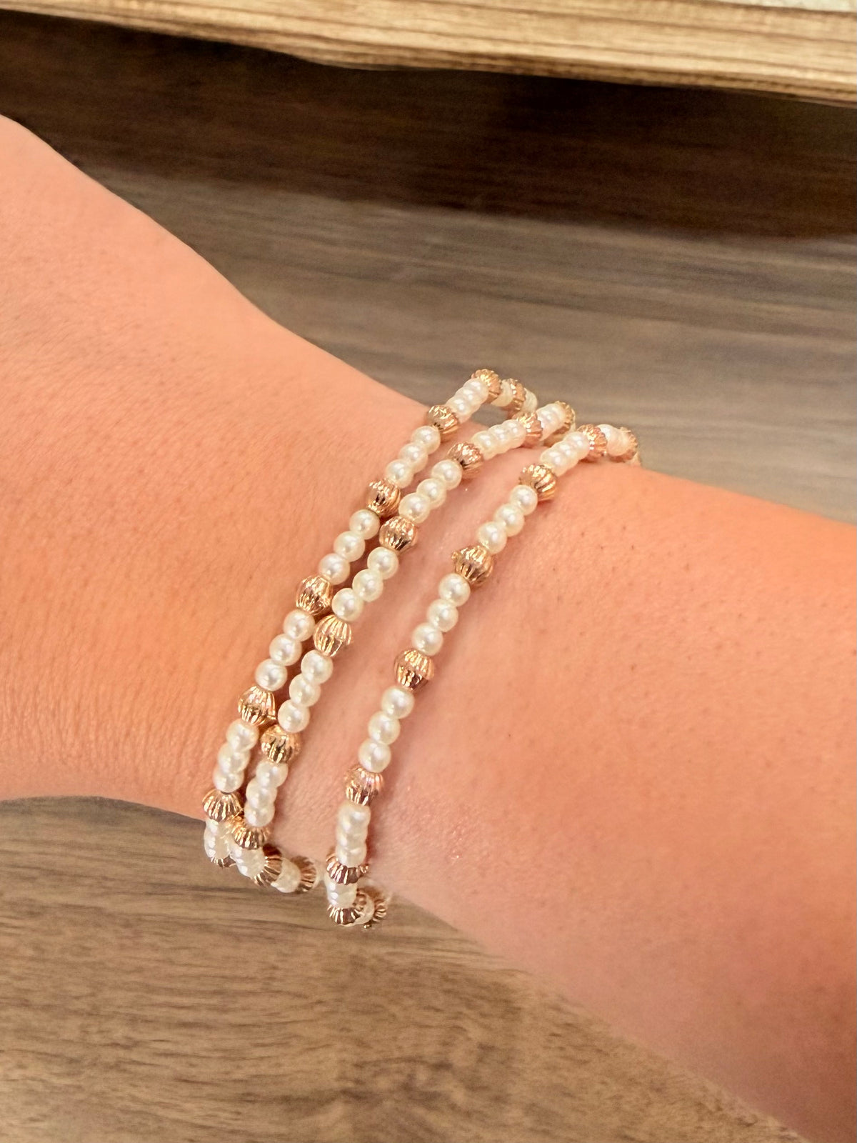 Pearl & Gold Bracelets | Set of 3