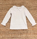White LS Peter Pan Top w/ Moonstitch