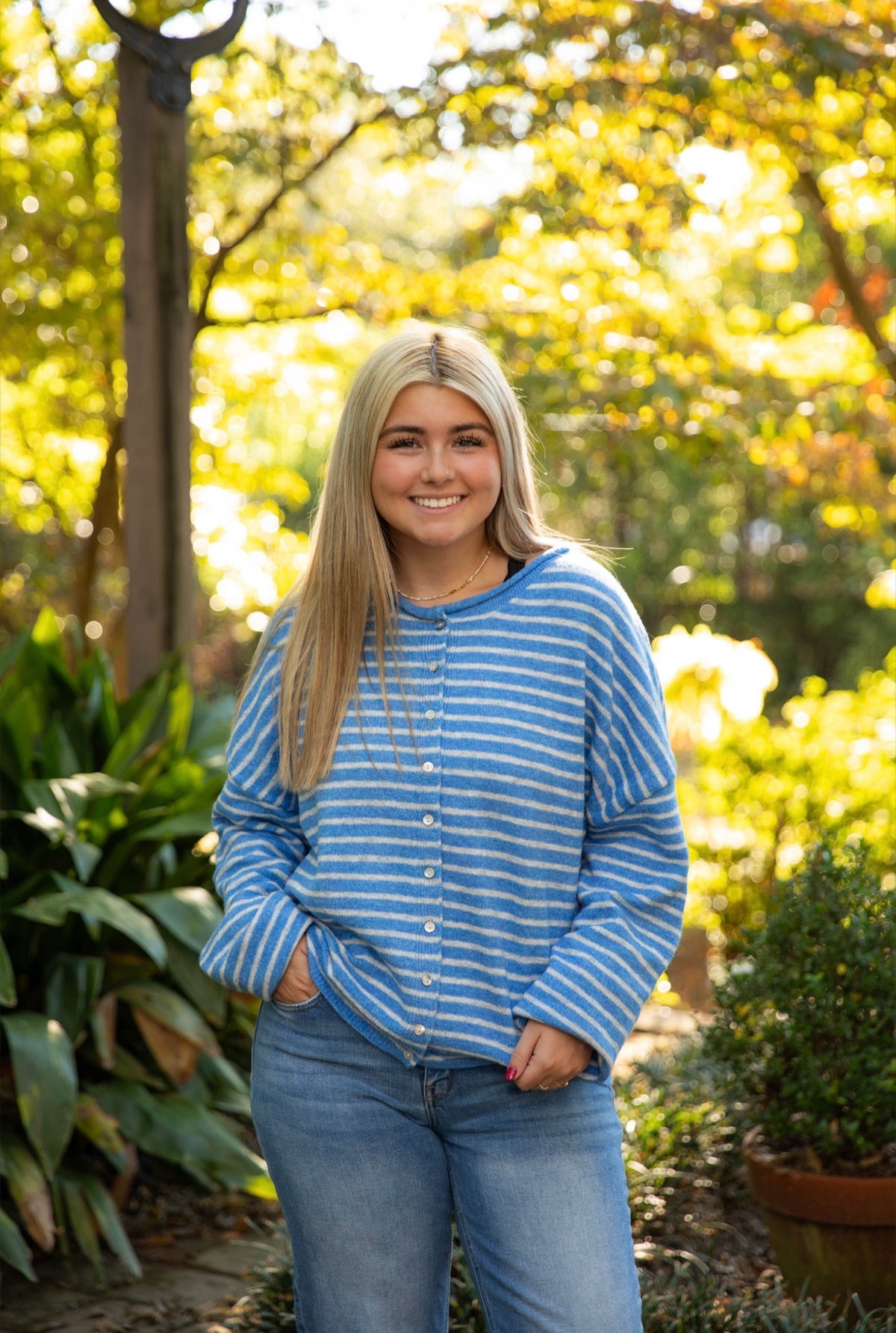 Berry Blue Striped Cardigan