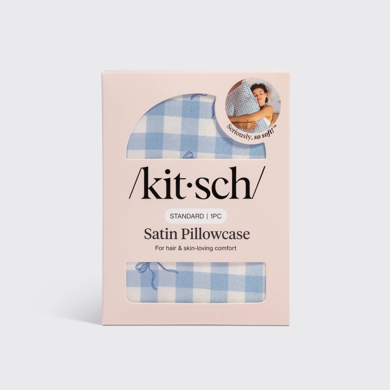 Standard Satin Pillowcase | Gingham Blue