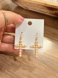 Pearl Cross Earrings