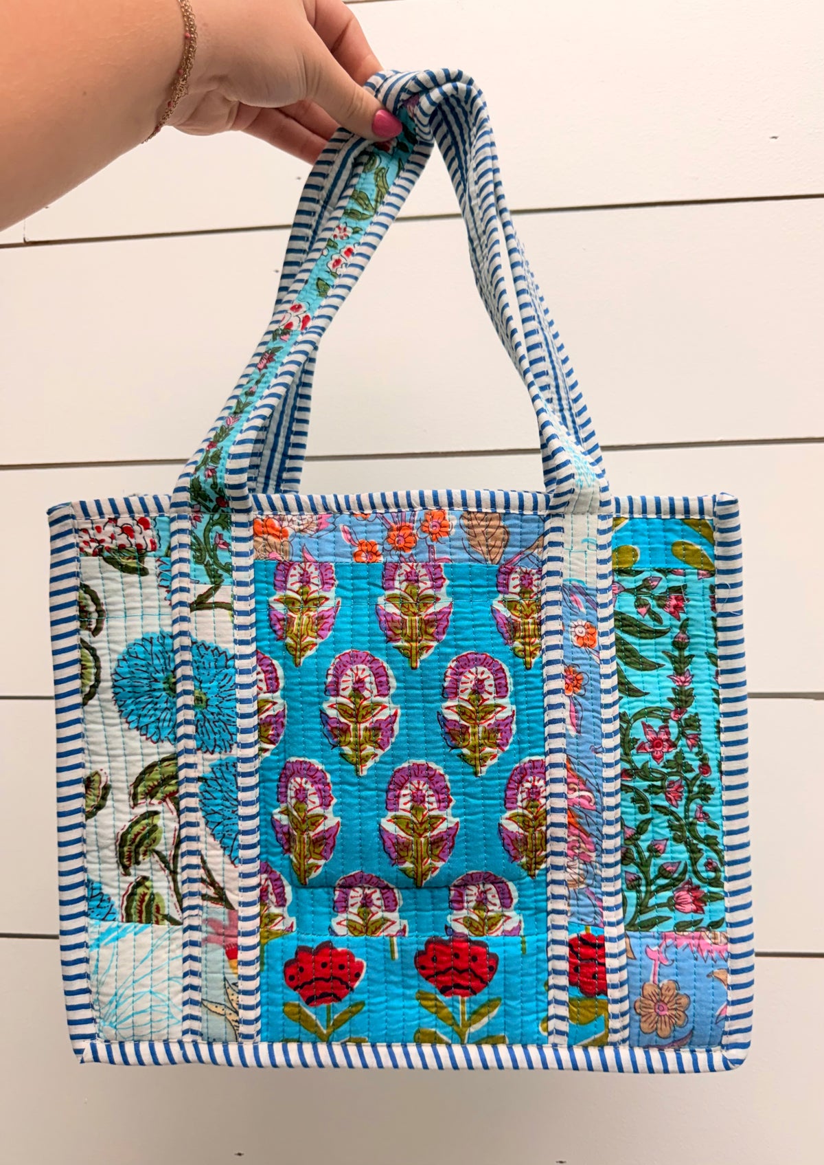 Berry Blues Quilted Tote | Small