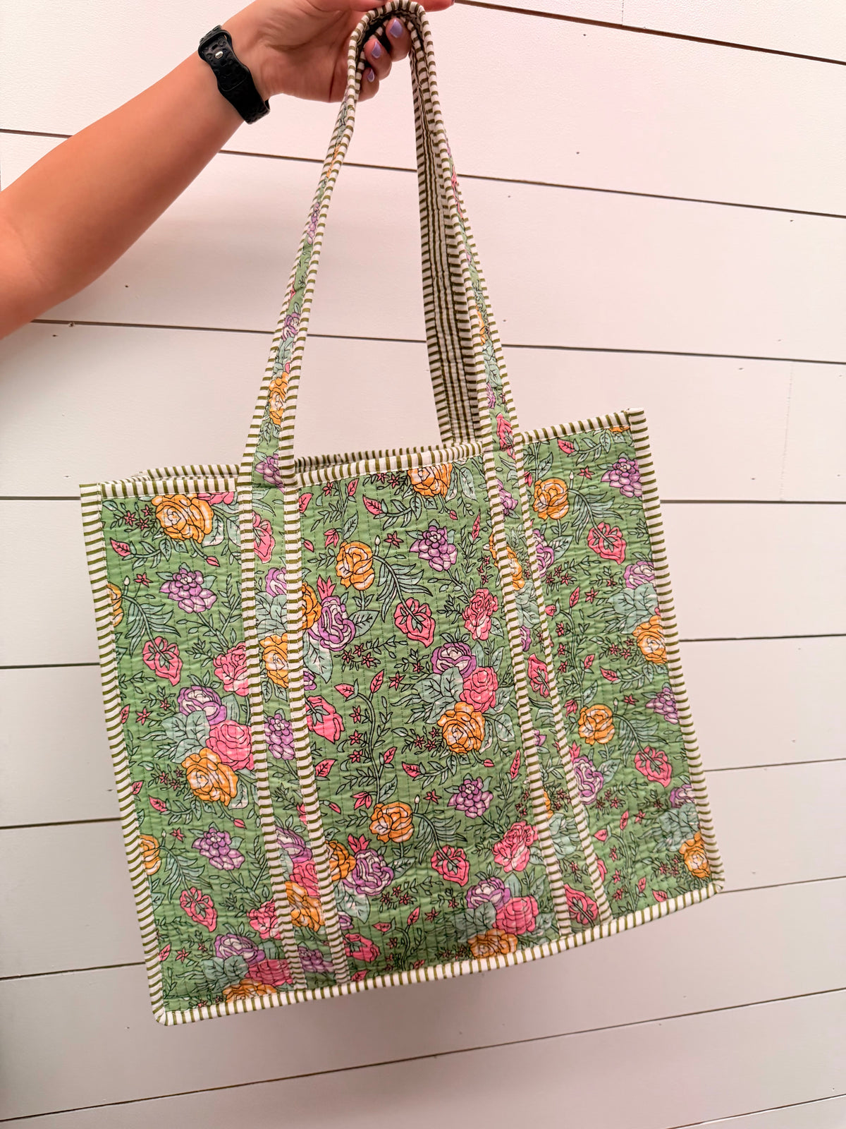 Garden Party Quilted Tote | Large