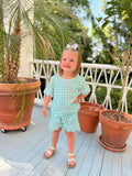 Gingham Scalloped Set | Turquoise