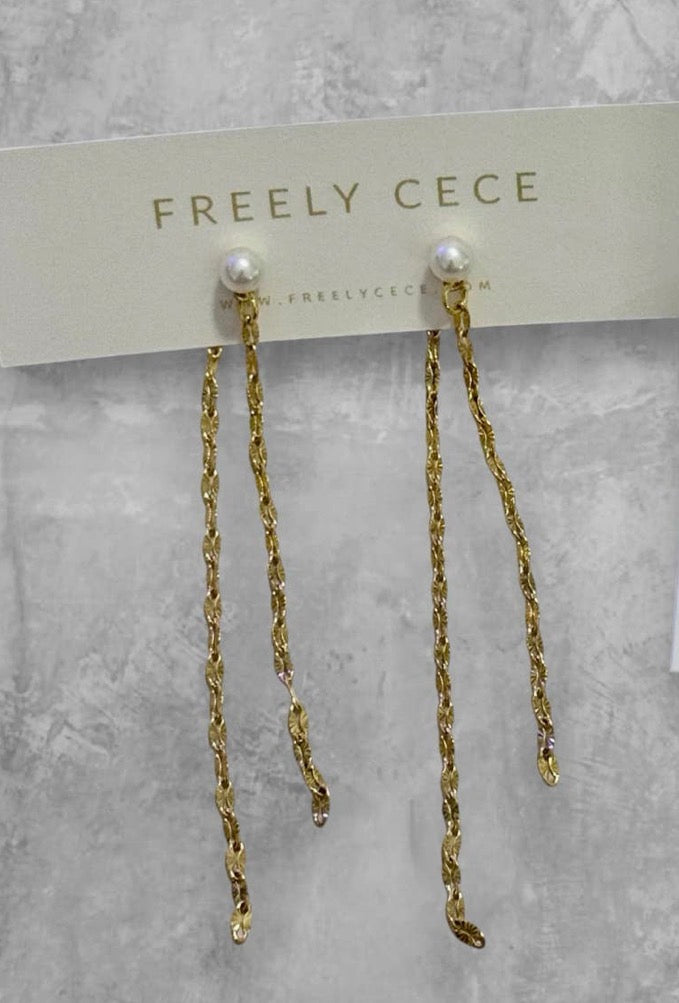 Pearl Double Chain Duster Earrings