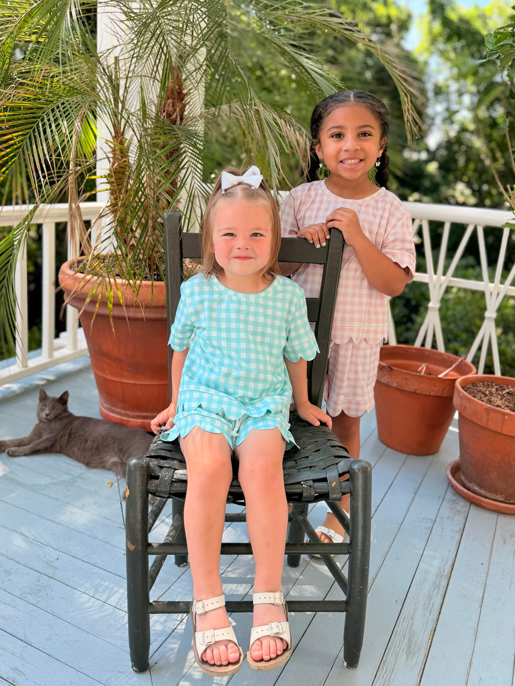 Gingham Scalloped Set | Turquoise