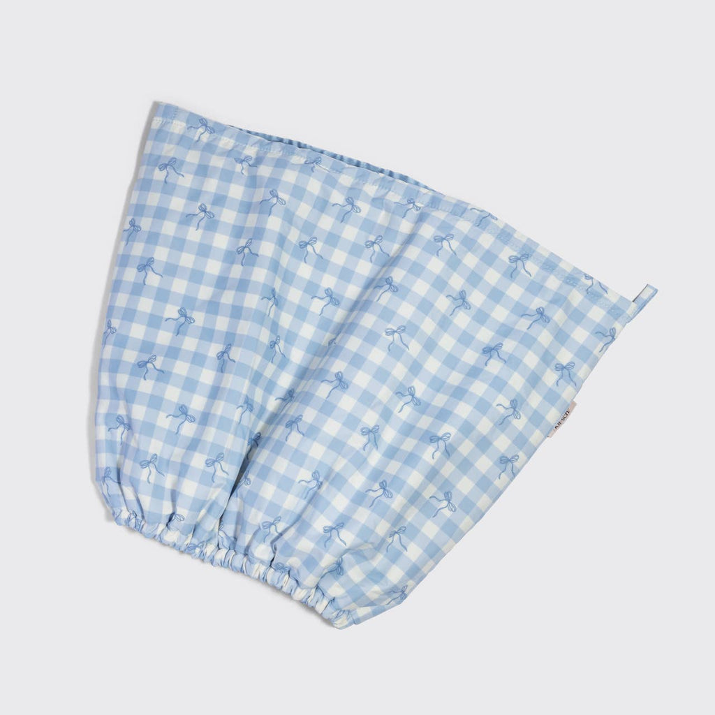 Satin Lined Flexi Shower Cap | Gingham Blue