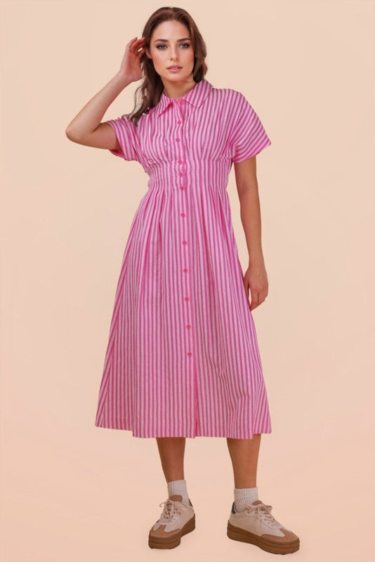 Strawberry Stripe Midi Dress