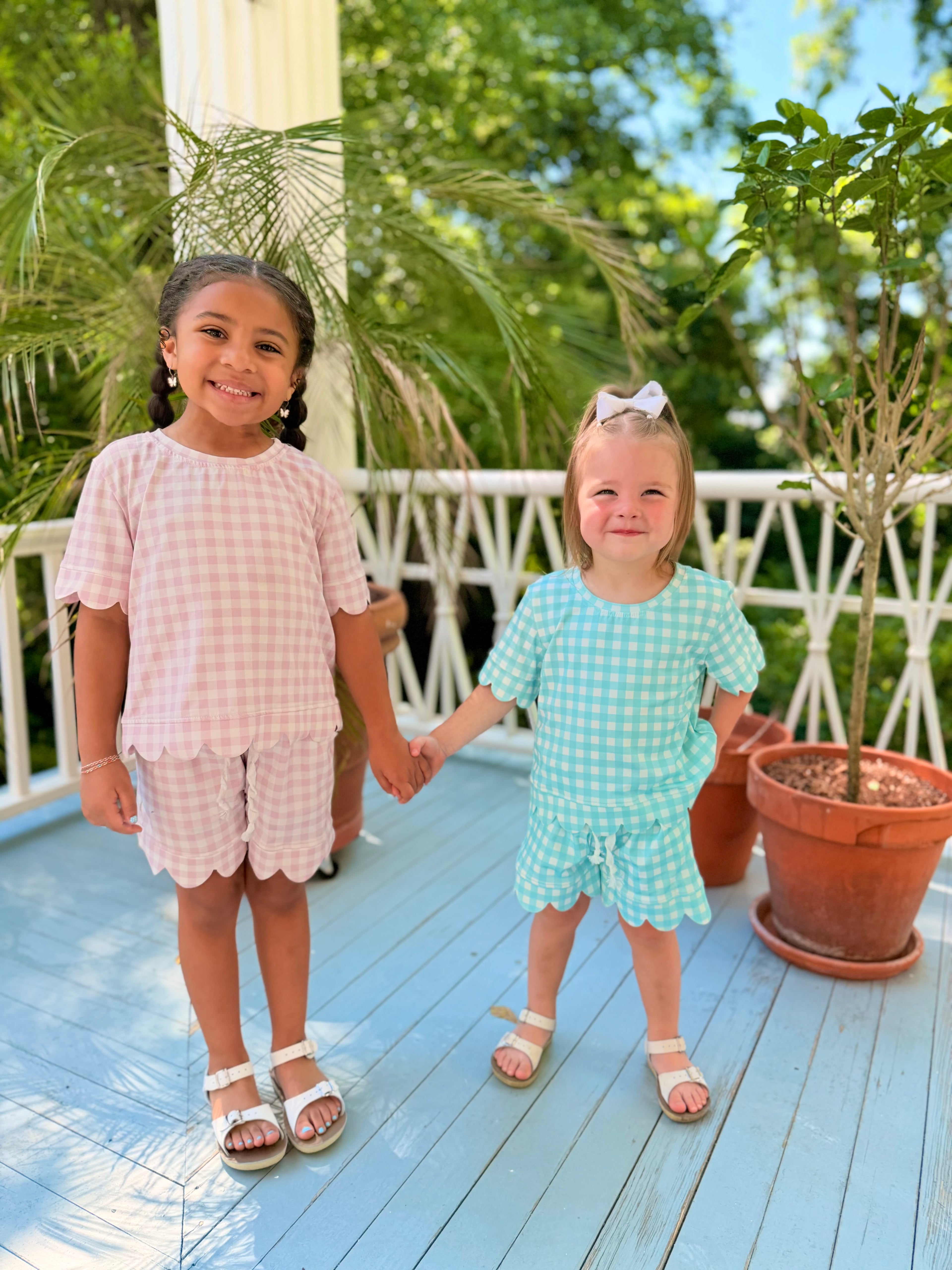 Gingham Scalloped Set | Turquoise