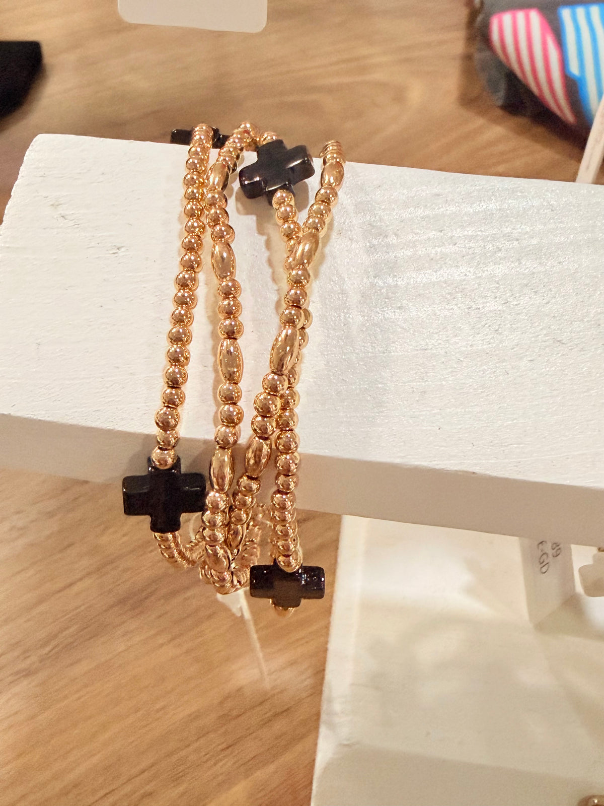 Black Cross & Gold Bracelet Set
