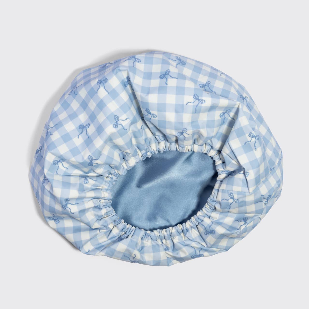 Satin Lined Flexi Shower Cap | Gingham Blue