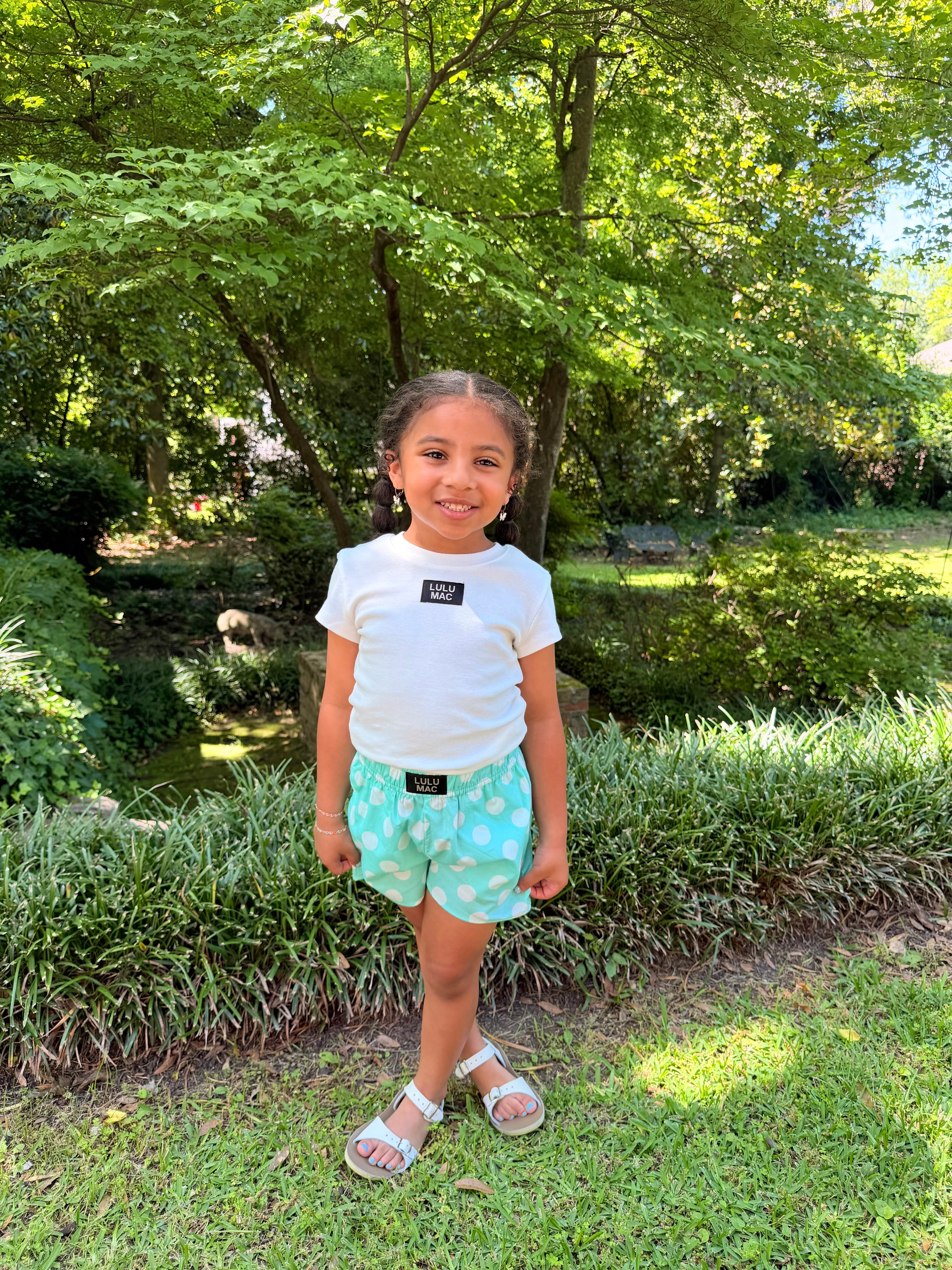 Youth Mint Polka Dot Shorts | Lulu Mac