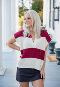 The Josie Sweater |Maroon + White