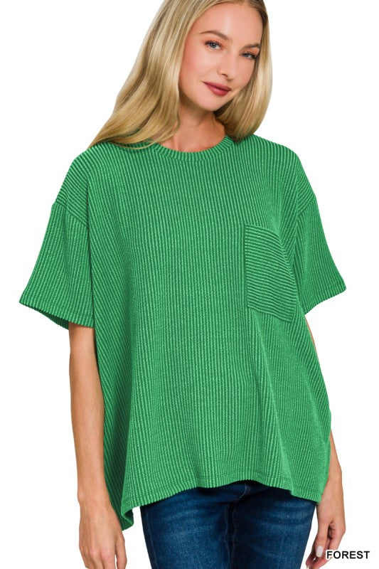 Riley Ribbed Top | Green