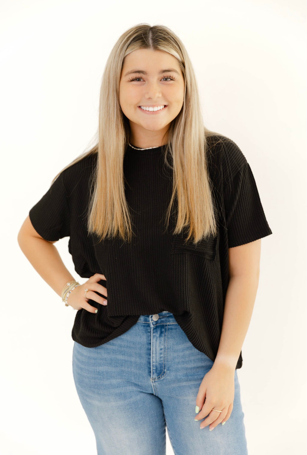 Riley Ribbed Top | Black