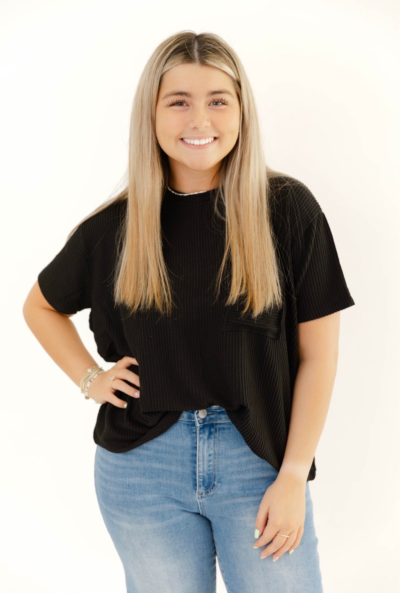 Riley Ribbed Top | Black