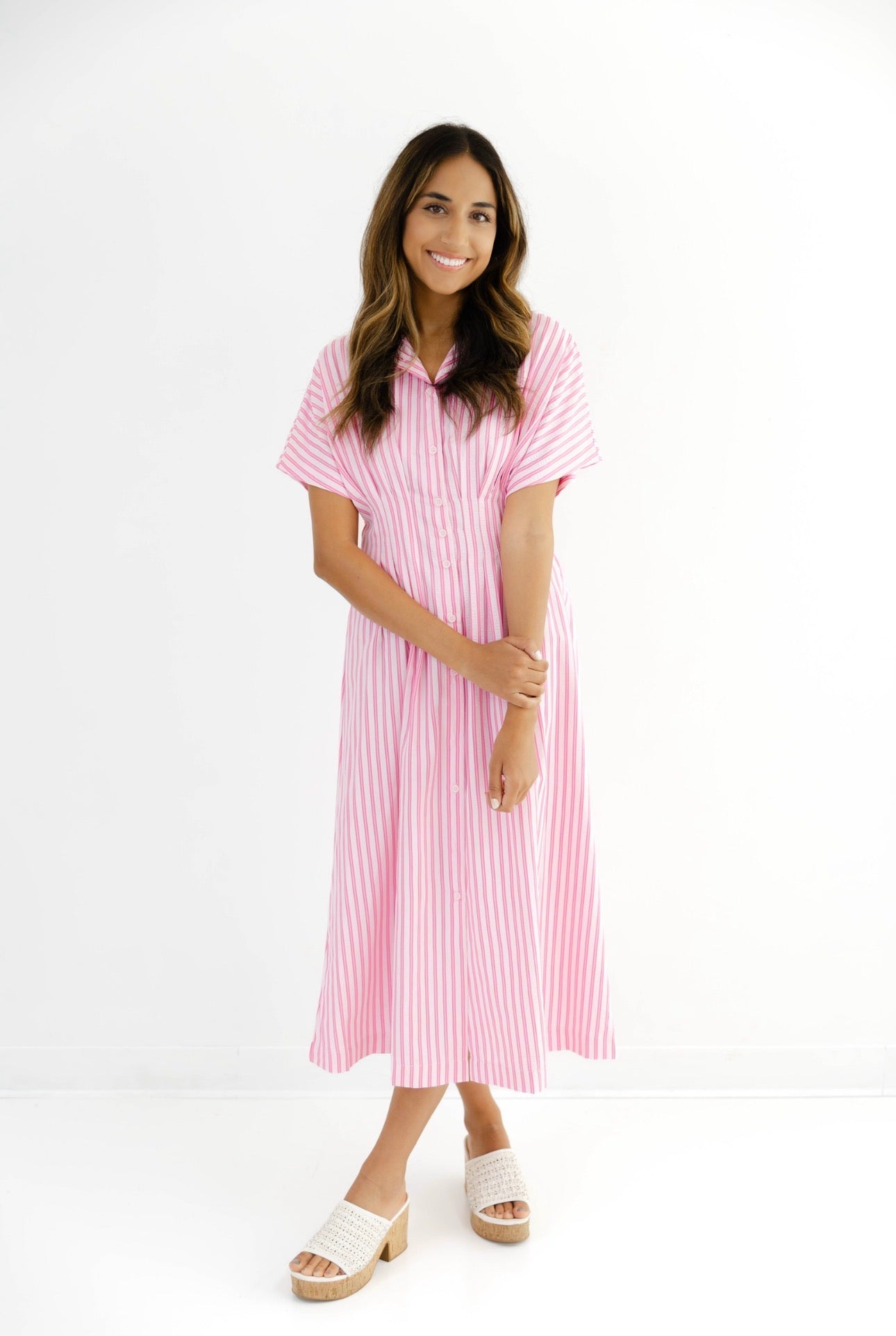 Strawberry Stripe Midi Dress