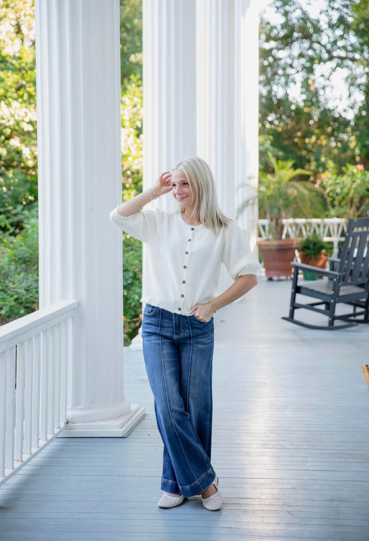 Caroline Cream Scalloped Cardigan