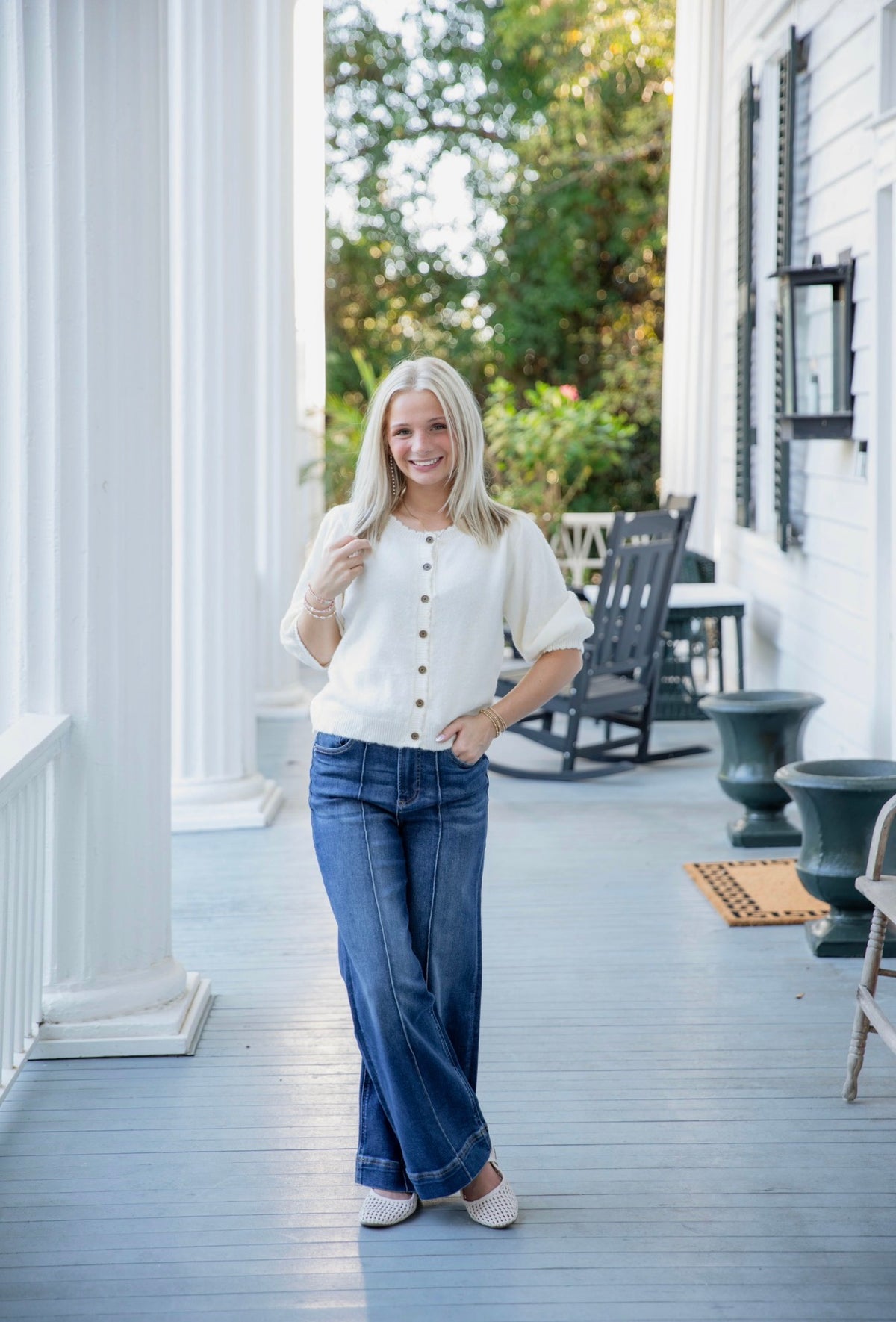 Caroline Cream Scalloped Cardigan