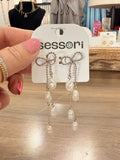 Silver Pearl Chain Duster Earrings