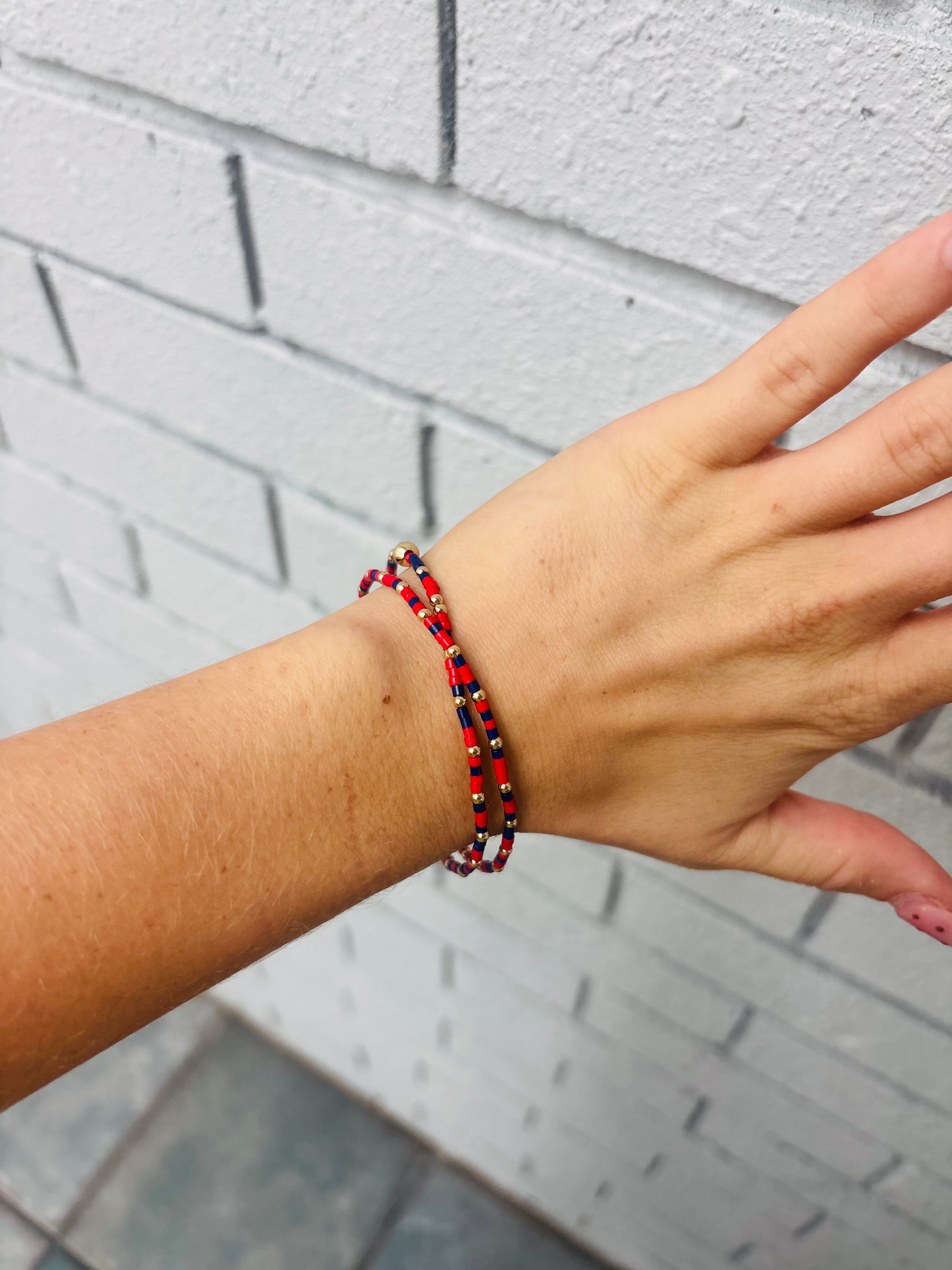 Navy + Red Bracelets | Caroline Hill