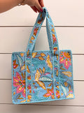 Fancy Fall Blue Quilted Tote | Small