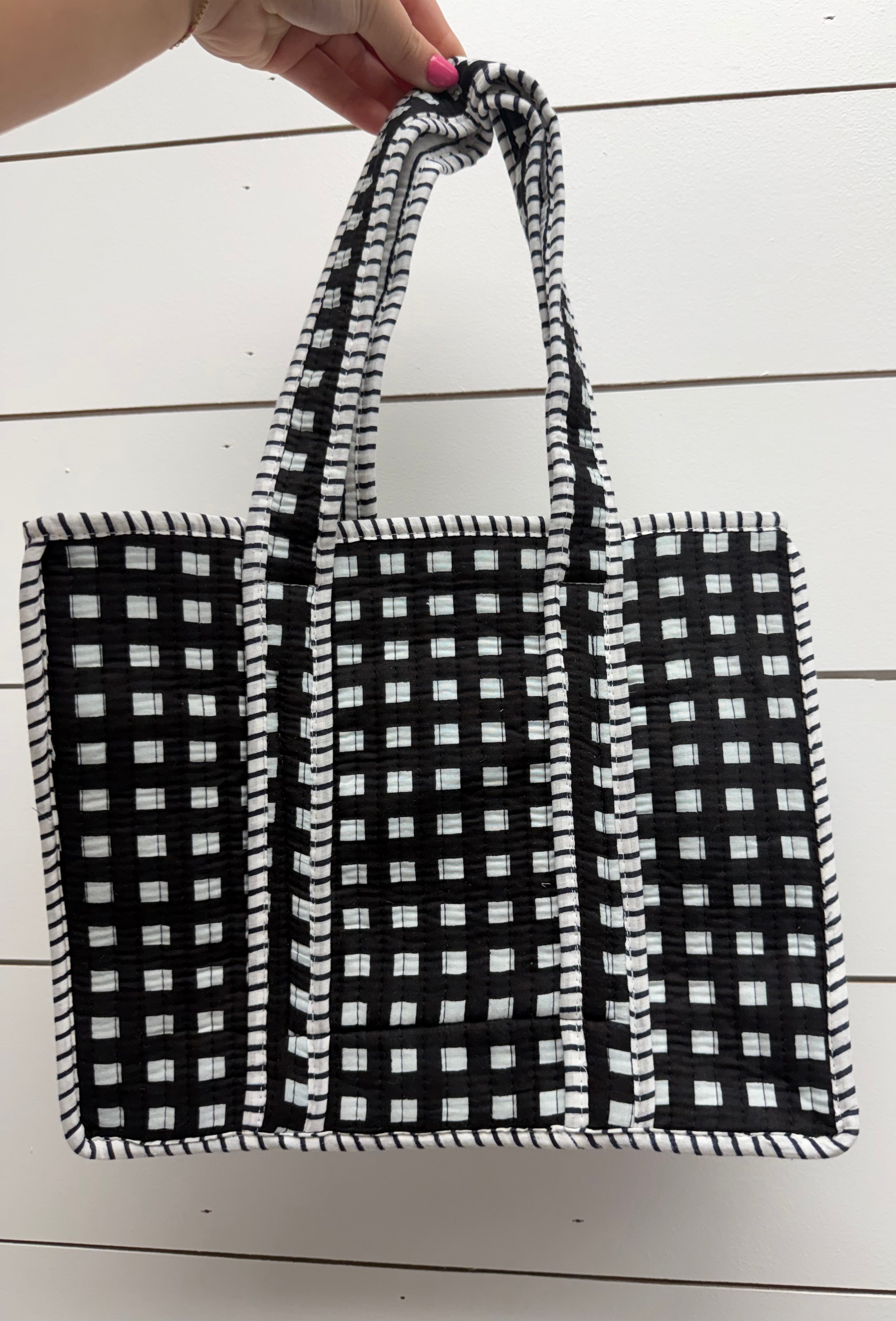 The Modern Black Quilted Tote | Small