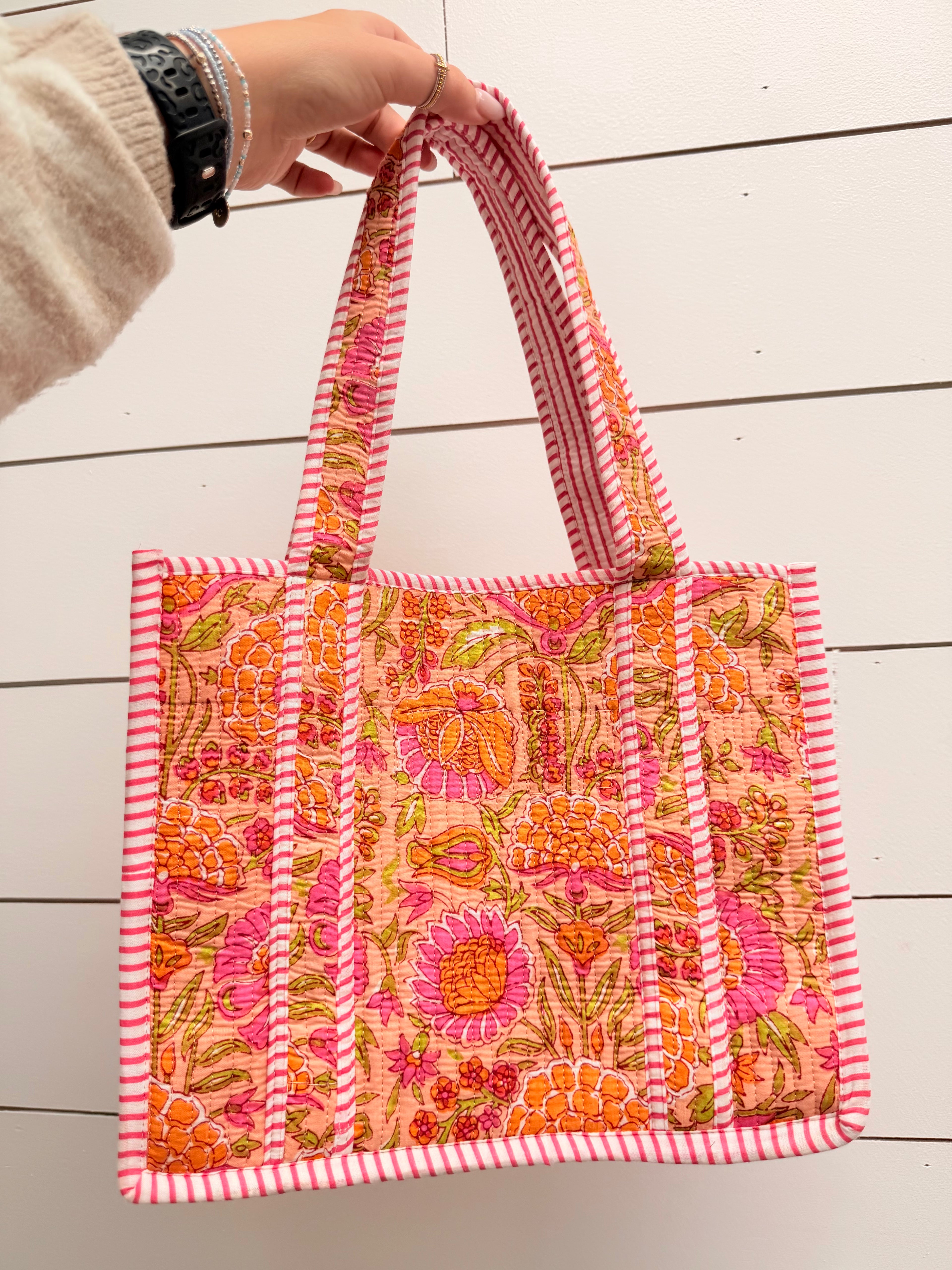 Sweet Floral Quilted Tote | Small