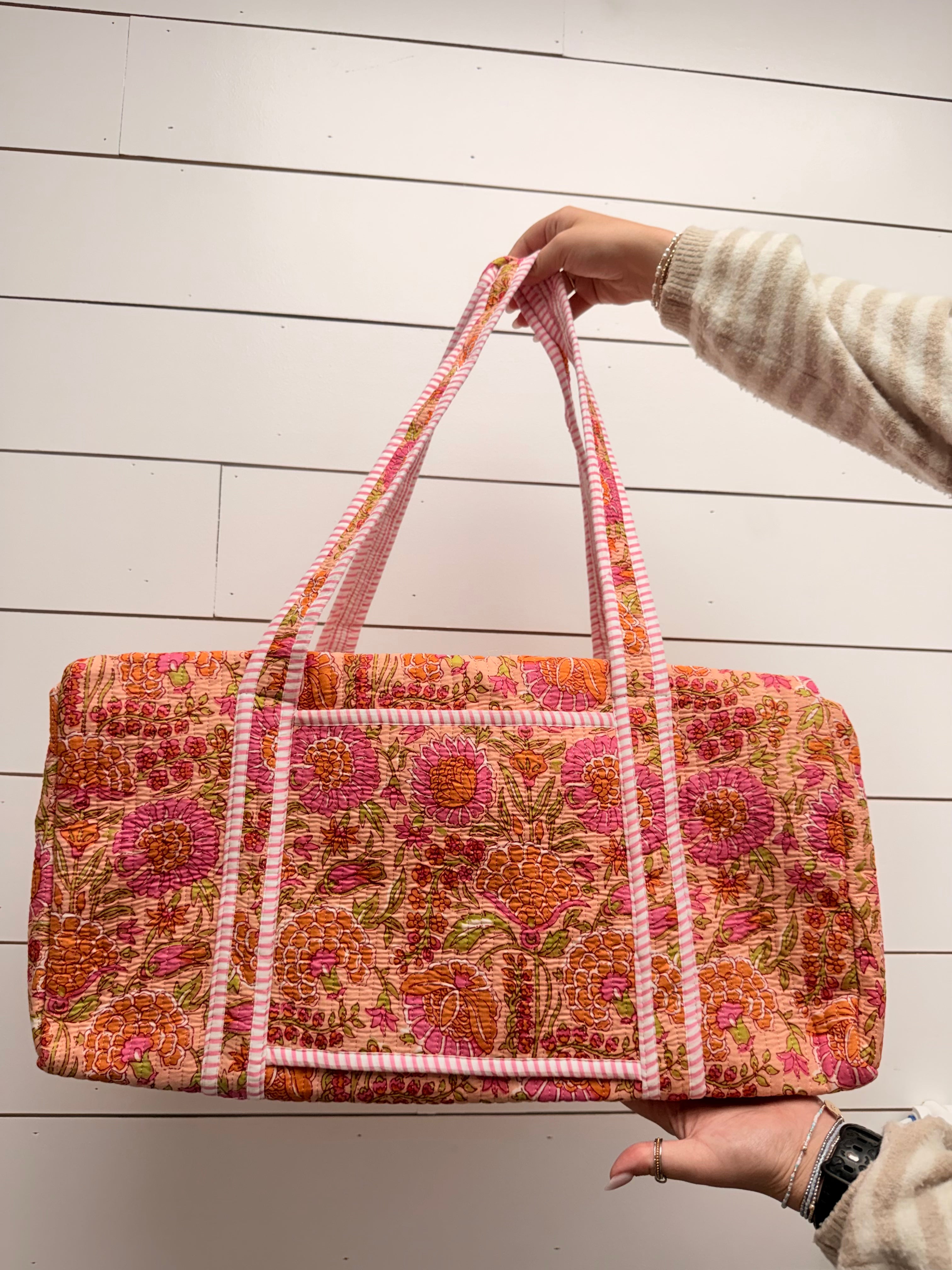 Sweet Floral Quilted Duffle