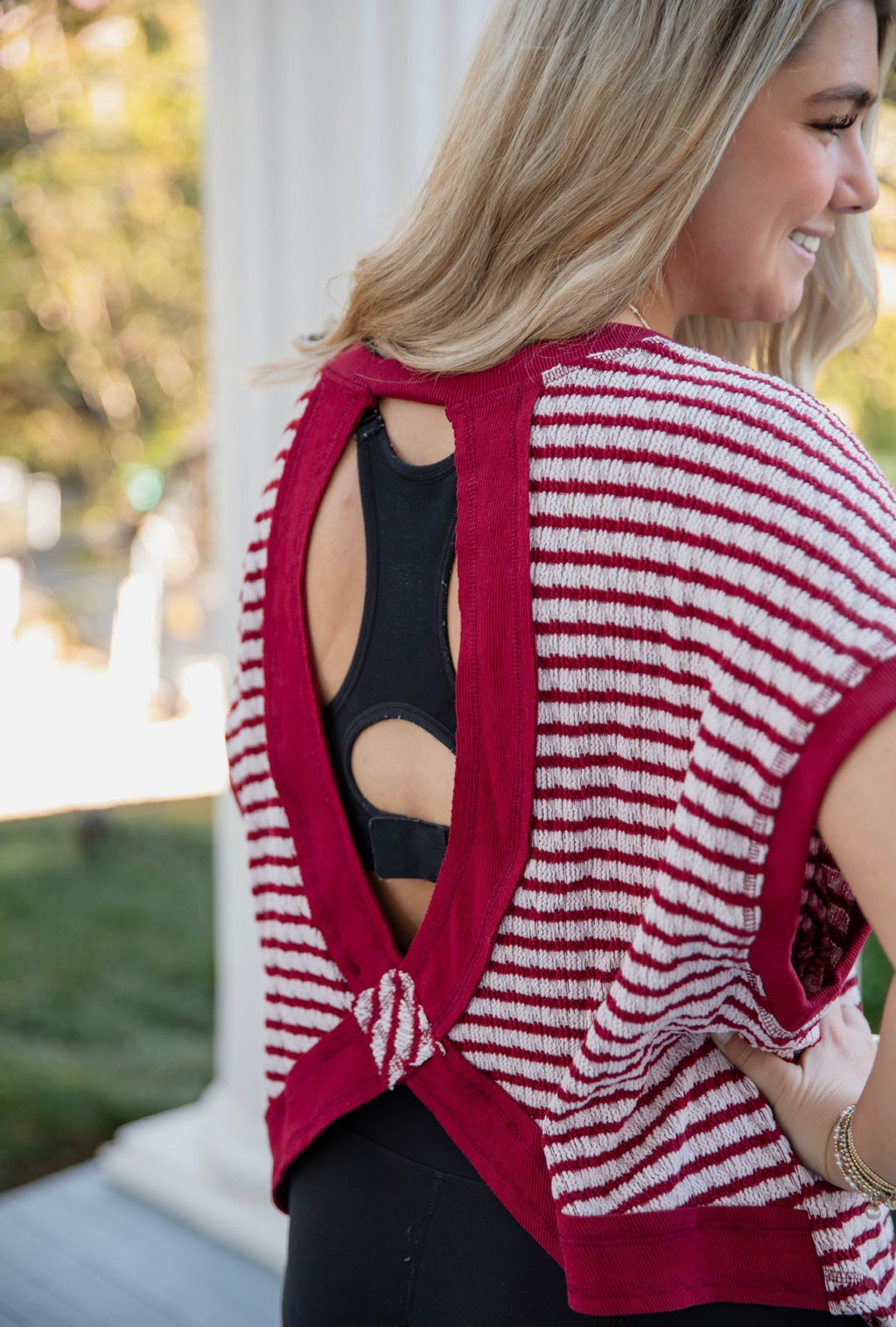 Marlowe Maroon Open Back Top