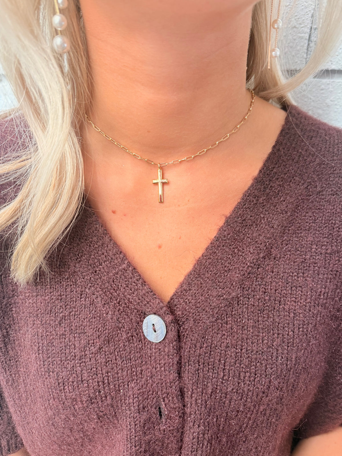 Cross Chain Link Necklace