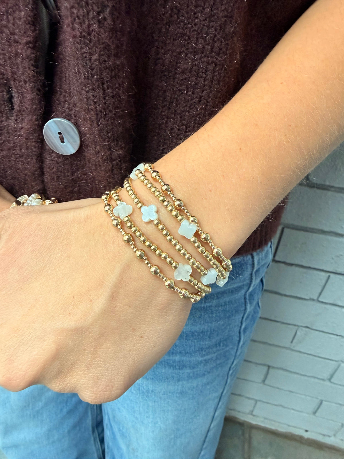 White Clover Bracelet Set