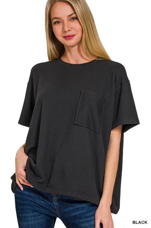 Riley Ribbed Top | Black