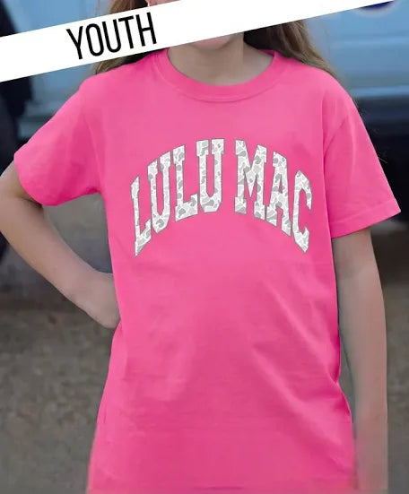 Youth Hot Pink & Camo Tee | Lulu Mac
