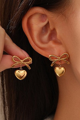 Heart drop earring