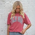 Crimson Houndstooth Tee | Lulu Mac