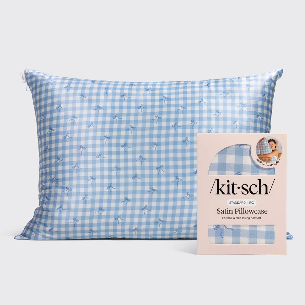 Standard Satin Pillowcase | Gingham Blue